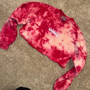 Hanes Red Tie-Dye Ohio State Crop Sweatshirt, Small